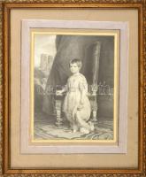 Franz Xaver Winterhalter (1805-1873) festménye után, Gaitte metszése: Philippe dOrléans, Párizs grófja, királyi herceg portréja gyerekként. Litográfia, papír, jelzés nélkül. 33,5x18 cm. Dekoratív, üvegezett fakeretben.