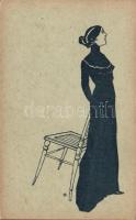 Lady in black Kner Izidor postcard