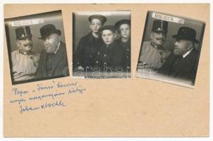 1911 Osztrák-magyar tiszt és gyerekek fotója levelezőlapra ragasztva / Austro-Hungarian K.u.K. military officer and children, photos glued on postcard