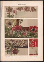 cca 1900-1910 Dekorative Vorbilder, össz. 6 db, szecessziós (Jugendstil) és japonizáló ornamentikáva...