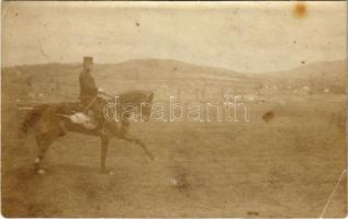 1912 Osztrák-magyar tiszt lovaglás közben / Austro-Hungarian K.u.K. military, officer riding on a horse. photo (EB)