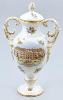 Herendi Viktória mintás és Székesfehérvár egyedi festéses fedeles porcelán váza. Kézzel festett, jelzett, hibátlan 26 cm