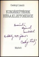 Cselényi László: Kiegészítések Hérakleitoszhoz. Bratislava/Pozsony, 1988., Madách. Első kiadás. Kiad...