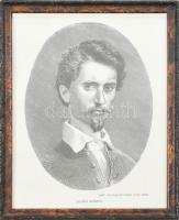 cca 1880 Petőfi Sándor 1847. évi daguerreotyp képe után. Rotációs fametszet, papír. Jelzés nélkül. 14x10,5 cm. Üvegezett fakeretben.