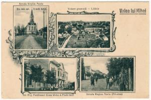 Érmihályfalva, Valea lui Mihai; Strada Regina Maria, Str. Reg. Ferdinand / Fő utca, Római katolikus templom, Weisz & Fisch ház, üzlet. Cultura kiadása / streets, church, shop. Art Nouveau, floral (EK)