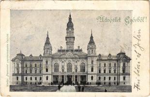 1902 Győr, Az új városháza. Pannonia papírkereskedés kiadása (EB)