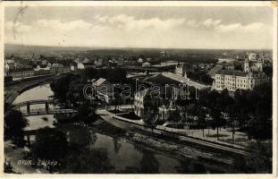 1932 Győr, Látkép, zsinagóga, híd (EK)