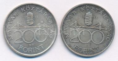 1993. 200Ft Ag "MNB" + 1994. 200Ft "Deák" T:AU,XF 
Adamo F13, F13.1