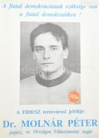 1990 Fidesz - Dr. Molnár Péter plakát, 58×41 cm
