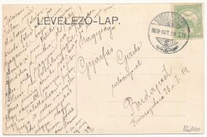 1909 Málnásfürdő, Malnas Bai; vasúti híd, gőzmozdony, vonat. Benkő M. kiadása / railway bridge, loco...