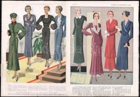 cca 1930 10 db kétoldalas art deco női divatkép a Magyar Uriasszonyok Lapjából, lap széle részben vá...