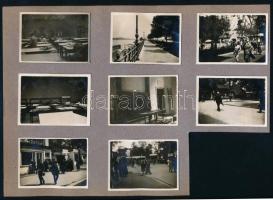 cca 1931 Budapesti árumintavásár, 8 db albumlapra ragasztott fotó, 4,5×6 cm