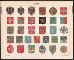 cca 1900 össz. 30 db színes illusztráció a Pallas Nagy Lexikonából és Meyers Konversation-Lexikonból...