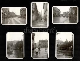 1955 Miskolc, utcaképek, életképek a városról, 6 db albumlapra ragasztott fotó, hátoldalon Bánkút életképek, 3 db, 10×6 cm