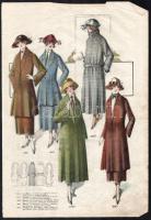 cca 1930 Nő divatok az art deco korszakból, össz. 8 db színes nyomat, papír, kissé foltos, részben a...