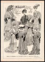 cca 1900 20 db női divatkép a Le Moniteur de la Mode c. folyóiratból, nyomat, papír, néhány kevés la...