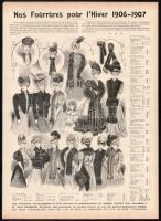 cca 1900 20 db női divatkép a Le Moniteur de la Mode c. folyóiratból, nyomat, papír, néhány kevés la...