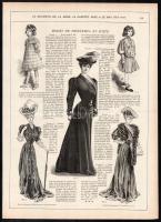 cca 1900 20 db női divatkép a Le Moniteur de la Mode c. folyóiratból, nyomat, papír, néhány kevés la...