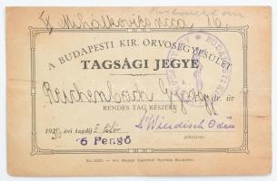 1930 Orvosegyesület tagsági jegy