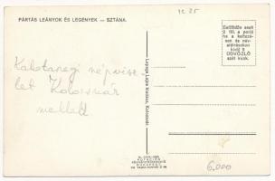 Sztána, Stana (Kalotaszeg, Tara Calatei); pártás leányok és legények. Lepage Lajos kiadása / folklor...