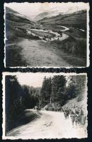 cca 1940 Erdélyi bevonulás, menetoszlop valahol a Hargitán, 2 db fotó, 4,5×5,5 cm