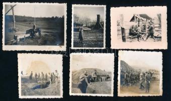 cca 1942 Vegyes magyar katonai fotók, életképek, lovas katona, stb., 6×4,5 és 6×8,5 cm