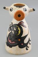 Sanguino Toledo: Bika boros kiöntő, Picasso modorában. Színes mázakkal festett kerámia, jelzés nélkül, hibátlan, m: 24 cm / Vintage Sanguino Toledo Bull Figure Pottery Jug.
