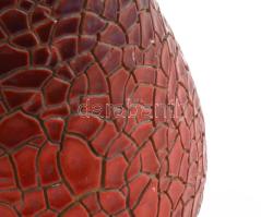 Zsolnay modern ökörvér mázas, repesztett mázas porcelán váza, jelzett, 1960 körül, kis kopásokkal, m...