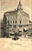 1904 Bucharest, Bukarest, Bucuresti, Bucuresci; Magasinul general de Paris / shopping palace, newspaper kiosk, road construction