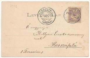 1901 Torda, Turda; Bánya fürdő, postahivatal, Fő tér, Amberboj Miklós, Harmath J. és Ch. Gusztáv üzl...