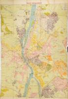 cca 1920-1930 Nagy-Budapest térképe, készítette: Stoits György, 1 : 18.000, Bp., Gottlieb Lith.-ny., vászonra kasírozva, sérülésekkel, kisebb hiánnyal, 108x73 cm