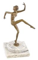 Bakonyi Sándor (1892-1937): Art deco táncos. Bronz márvány alapon 32 cm jelzett, egyik kis ujján minimális sérüléssel