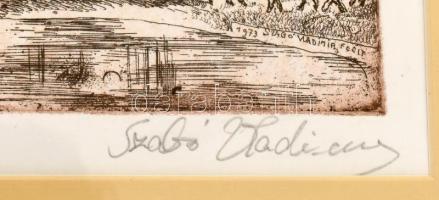 Szabó Vladimir (1905-1991): Budapest 100 éves. Rézkarc, papír, jelzett, üvegezett fakeretben. 49x60 ...