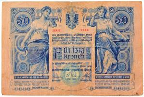 1902. 50K "1346 98463" kiolvashatatlan felülbélyegzéssel T:F,VG nagyobb szakadások, folt
...