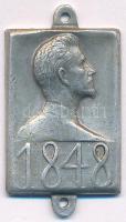 1942. Petőfi Sándor 1848 a Magyar Történelmi Emlékbizottság felkérésére Pátzay Pál által tervezett jelvény, alumínium változat, a jelvény alján és tetején fülekkel felvarráshoz (19x34mm) T:AU