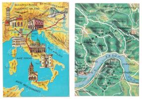 15 db MODERN térképes képeslap / 15 modern map motive postcards