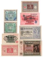 8db-os német bankjegy tétel, közte Német Birodalom 1917. 5M T:F,VG közte firka, kis szakadás 8pcs of mixed german banknote lot, in it German Empire 1917. 5 Mark C:F,VG doodle, small tear in it