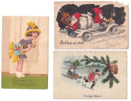 20 db RÉGI karácsonyi üdvözlő motívum képeslap vegyes minőségben / 20 pre-1945 Christmas greeting motive postcards in mixed quality