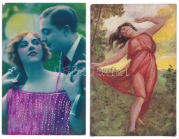 18 db RÉGI zsáner motívum képeslap vegyes minőségben: szerelmes párok / 18 pre-1945 motive postcards in mixed quality: love couples