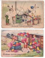 16 db RÉGI húsvéti üdvözlő motívum képeslap vegyes minőségben / 16 pre-1945 Easter greeting motive postcards in mixed quality