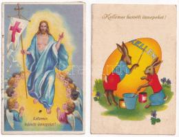 16 db RÉGI húsvéti üdvözlő motívum képeslap vegyes minőségben / 16 pre-1945 Easter greeting motive p...