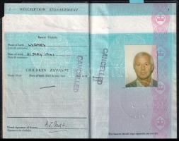 1989 Brit útlevél, japán, amerikai bélyegzéssel / British passport