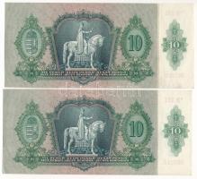 1936. 10P (2x) sorszámkövetők " *B281 062009 - *B281 062010" T:XF-F szép papír
