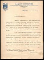 1936 Bp., Baross Szövetség Országos Idegenforgalmi és Fürdőügyi Főcsoportjának fejléces, gépelt levele Hunyady Ferenc kormányfőtanácsos, országgyűlési képviselő részére, kisebb lapszéli szakadásokkal