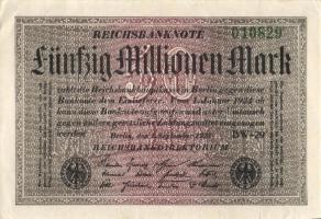 Német Birodalom / Weimari Köztársaság 1923. 50.000.000M (6x) közte kis ugrású ill. egymás utáni sors...