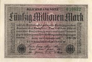 Német Birodalom / Weimari Köztársaság 1923. 50.000.000M (6x) közte kis ugrású ill. egymás utáni sors...