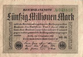 Német Birodalom / Weimari Köztársaság 1923. 50.000.000M (5x) közte egymás utáni ill. kis ugrású sors...