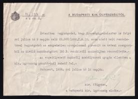 1936 Bp., budapesti főügyész aláírt levele