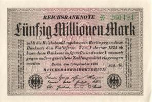 Német Birodalom / Weimari Köztársaság 1923. 50.000.000M (3x) egymás utáni sorszámokkal T:I,I-