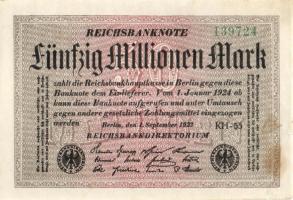 Német Birodalom / Weimari Köztársaság 1923. 50.000.000M (7x) közte kis ugrású ill. egymás utáni sors...